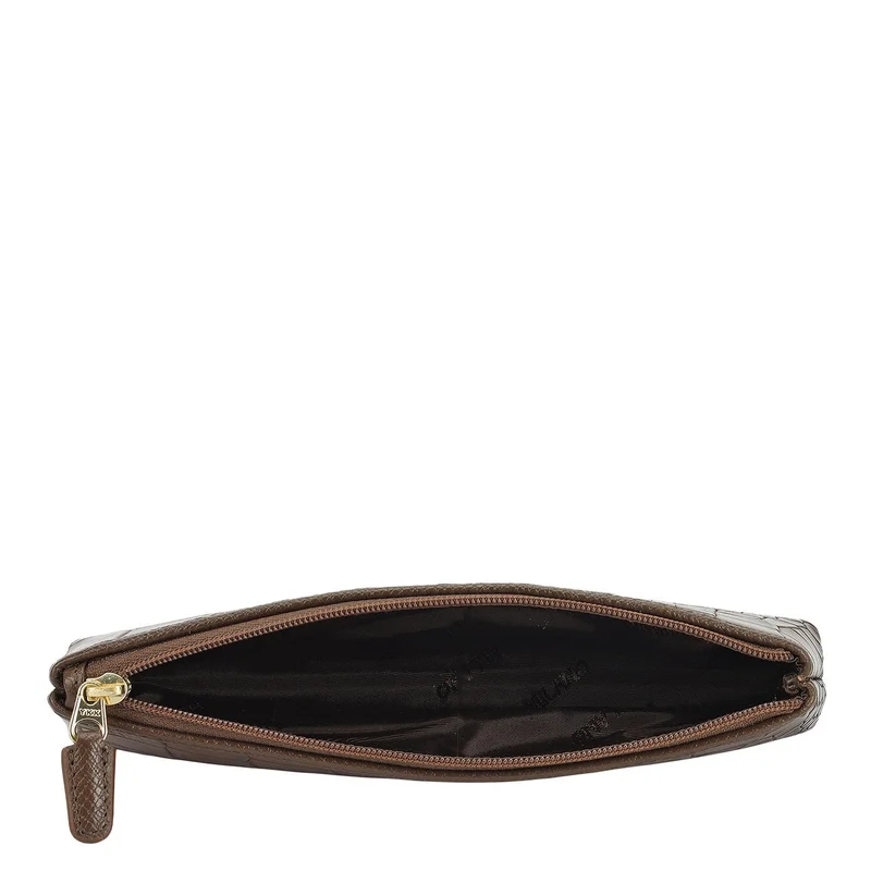 Da Milano Walnut Croco Leather Multi Pouch - Walnut  | Best Price UAE